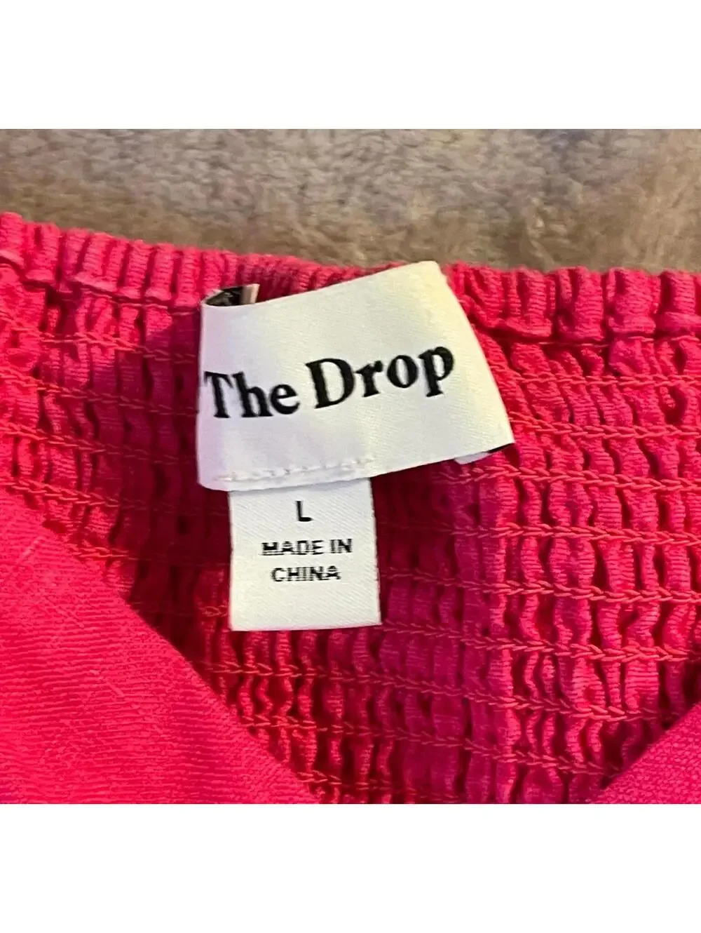 The Drop Pink Puff Sleeve Dress Size Large 100% Linen - Picture 2 of 7